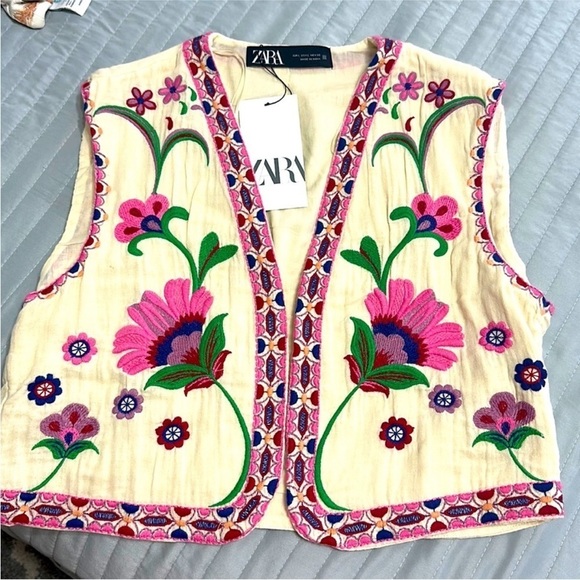 Zara open front embroidered vest 6895/224 - Picture 10 of 16